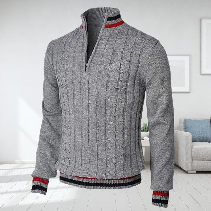 Color Block Turtleneck With Zip Closure