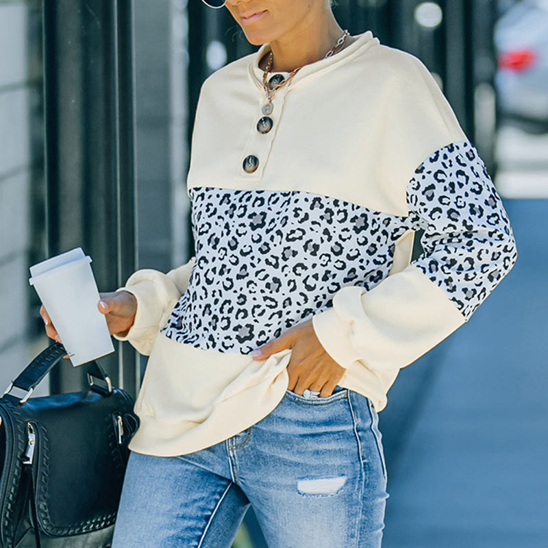 Paneled Contrast Long Sleeve Crewneck Shirt