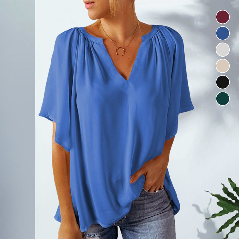 Chiffon V-neck Pullover Top