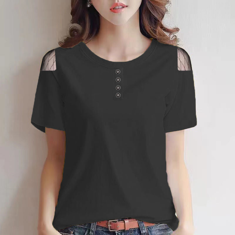 Gauze Cutout T-shirt