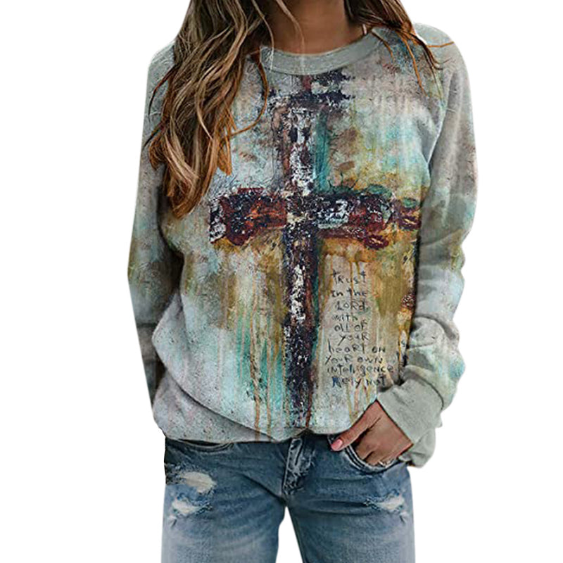 Crucifix Print Sweatshirt