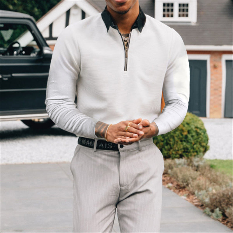 Solid Color Lapel Polo Men's T-Shirt