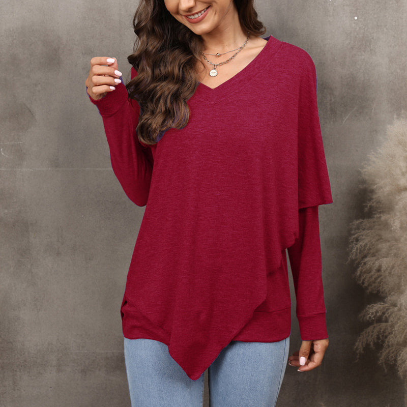 V-Neck Irregular T-Shirt