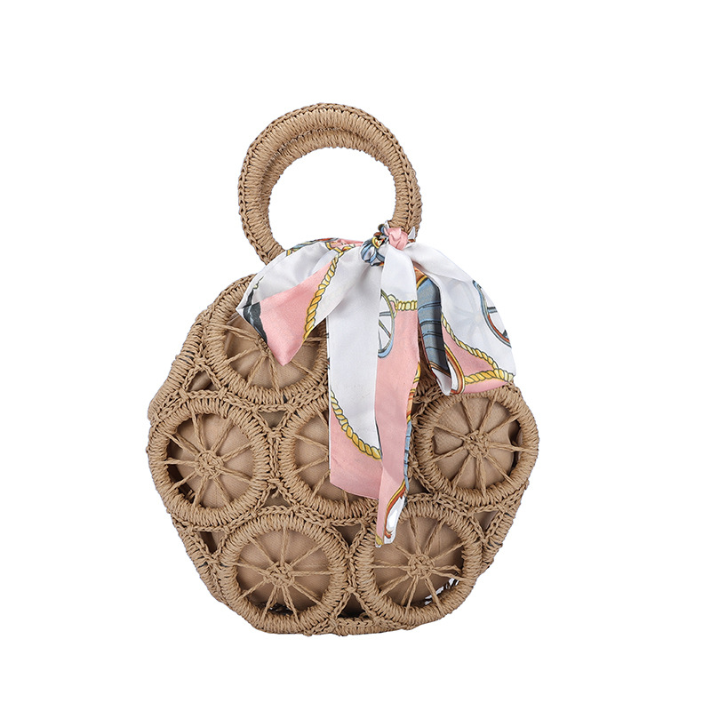 Exotic Ring Circle Design Straw Bag