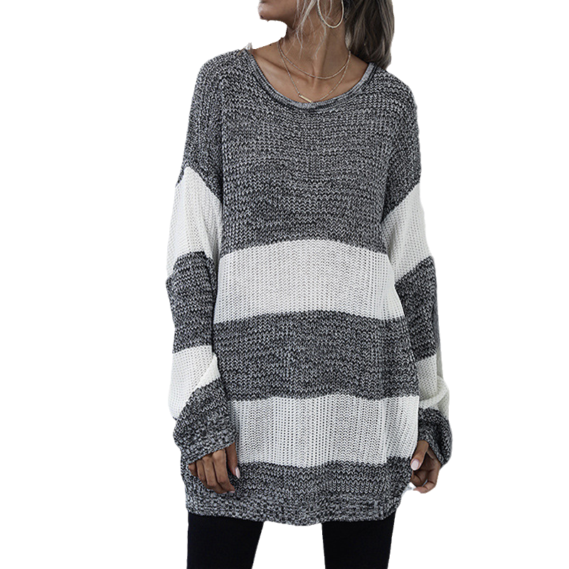 Striped Colorblock Crewneck Sweater