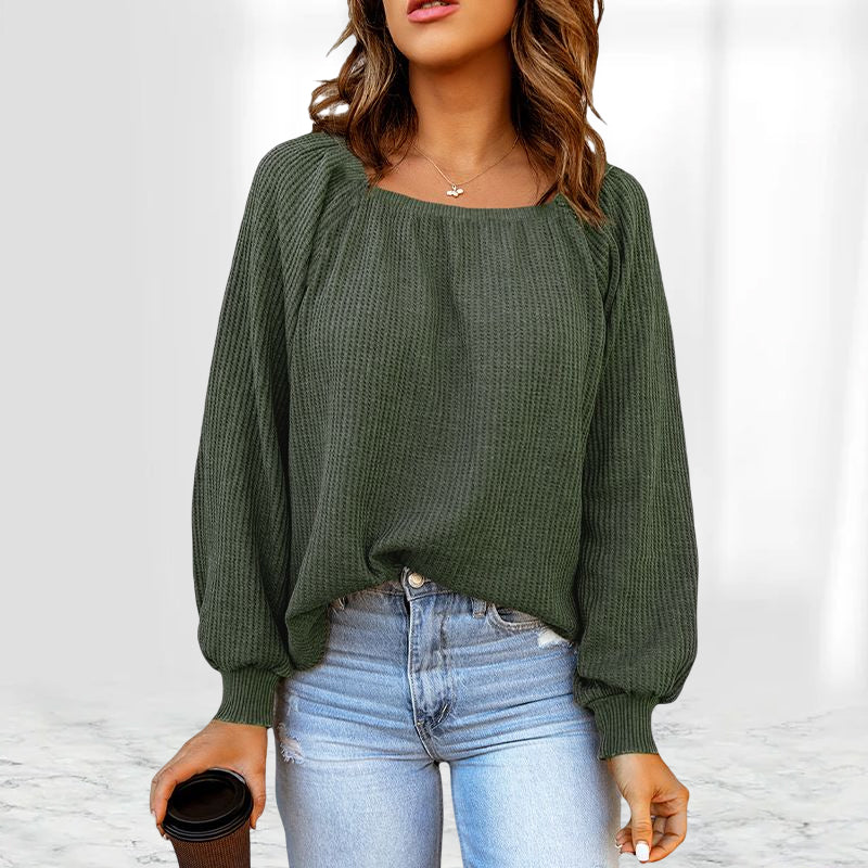 Square Neck Puff Sleeve Sweater