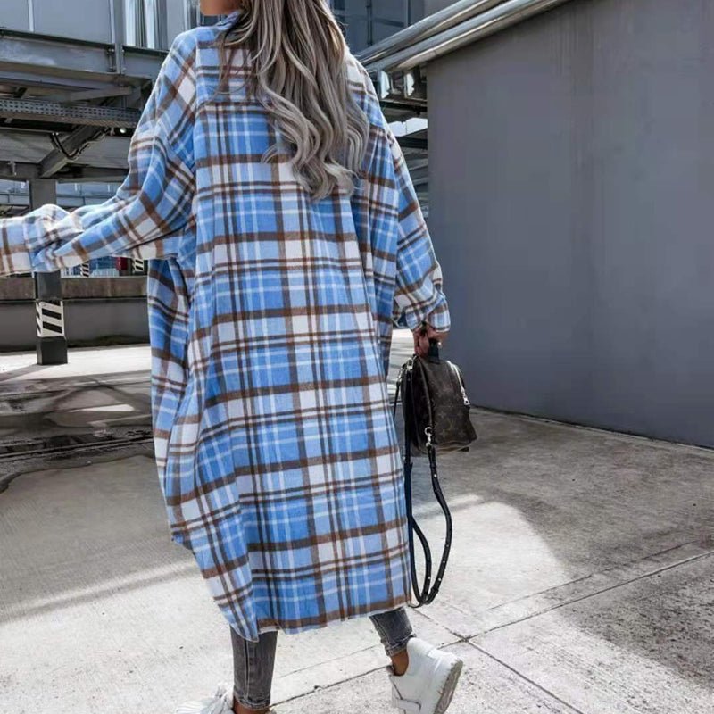 Women Plaid Lounge Shirt Coat