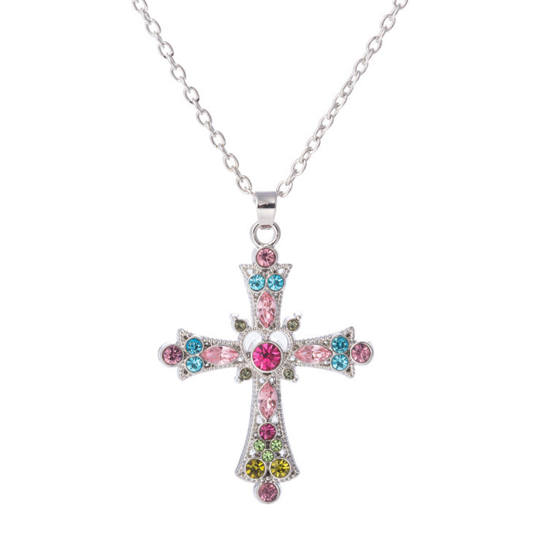 Gothic Pink Cross Pendant Necklace
