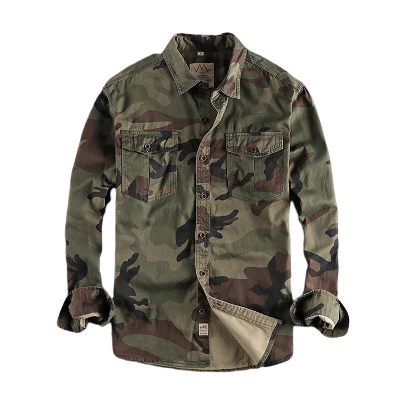 Men's Long Sleeve Camouflage Print Work Shirt