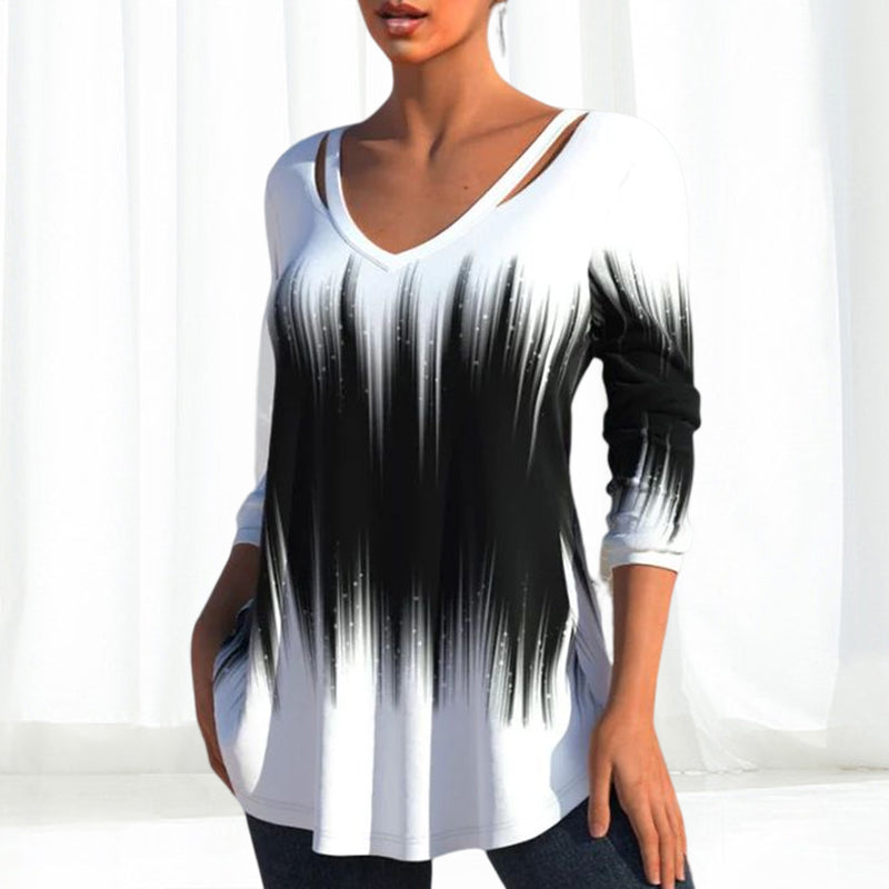 Long Sleeve Top With Ombre Print