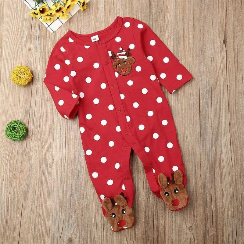 Reindeer Pattern Baby Outing Romper