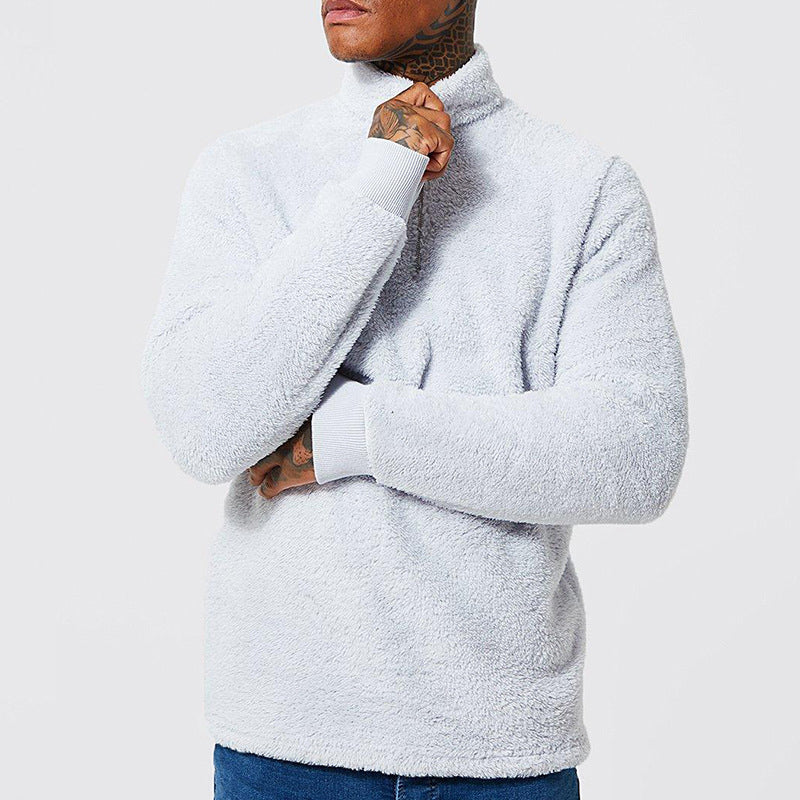 Mens Fuzzy Sherpa Pullover Long Sleeve Sweatshirts