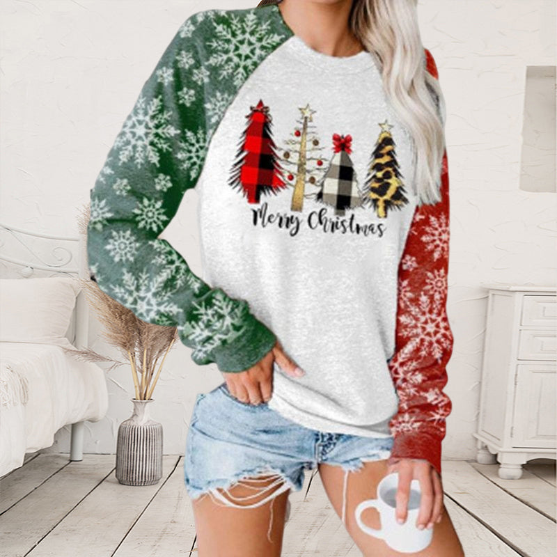 Women Christmas Print Long Sleeve Sweatershirt