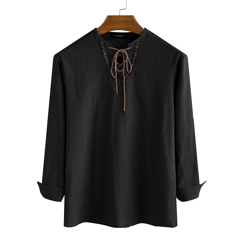 Drawstring V-Neck Shirt