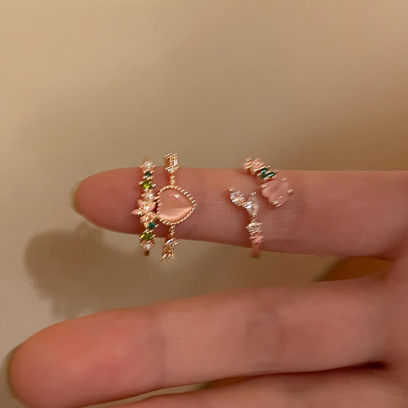 Double Heart Zircon Split Ring