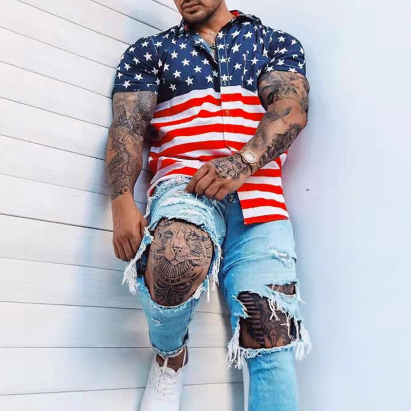 Men's American Patriotic Flag Polo Shirt