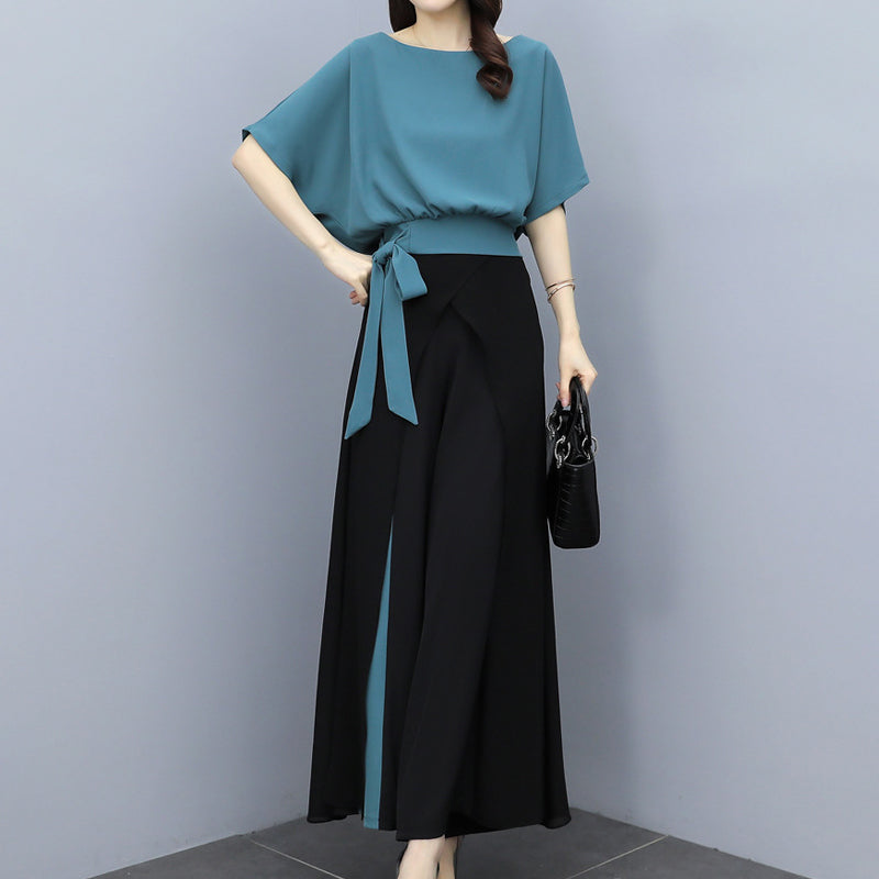 Chiffon Wide Leg Pants 2 Piece Set