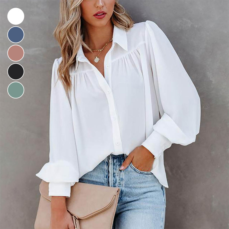 Balloon Sleeve Pleated Shirt