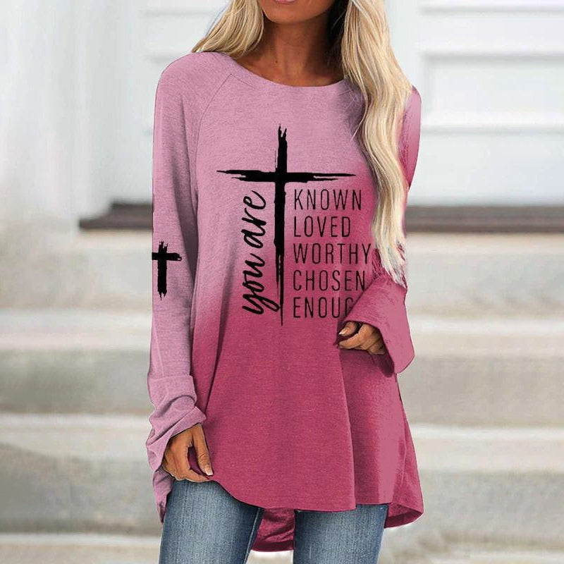 Cross Letter Print T-shirt