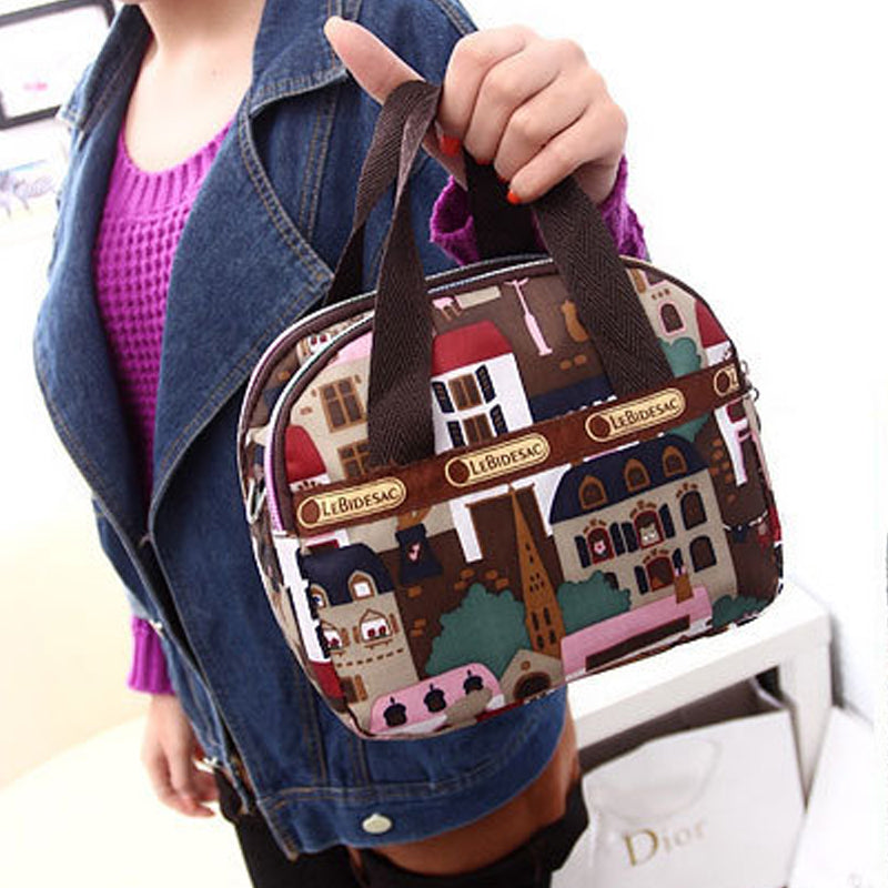 NYLON SHOULDER BAG WITH FLORAL PRINT