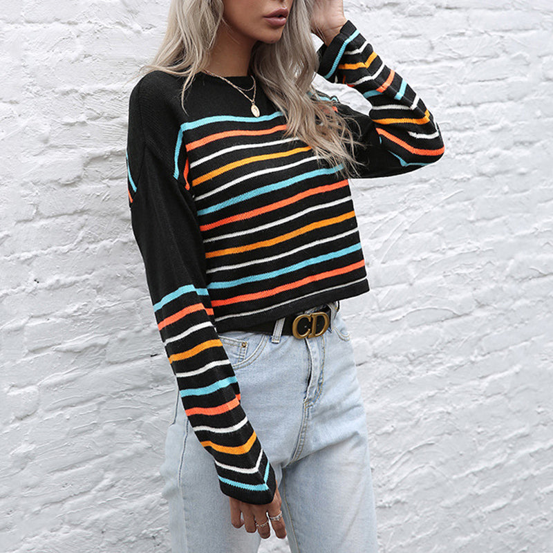 Multicolored Striped Knit Sweater