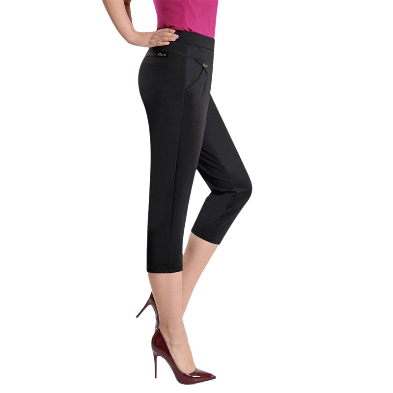 Women's Seven-point Pants High-waisted Elastic Casual Pants