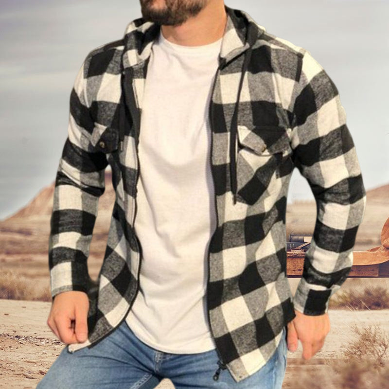 Men's Zip Plaid Shirt