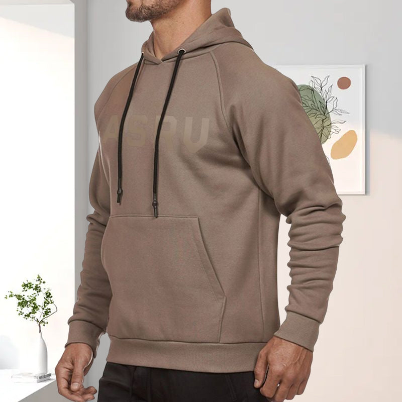 Lettered Print Long-sleeved Hooded Sweatshirt