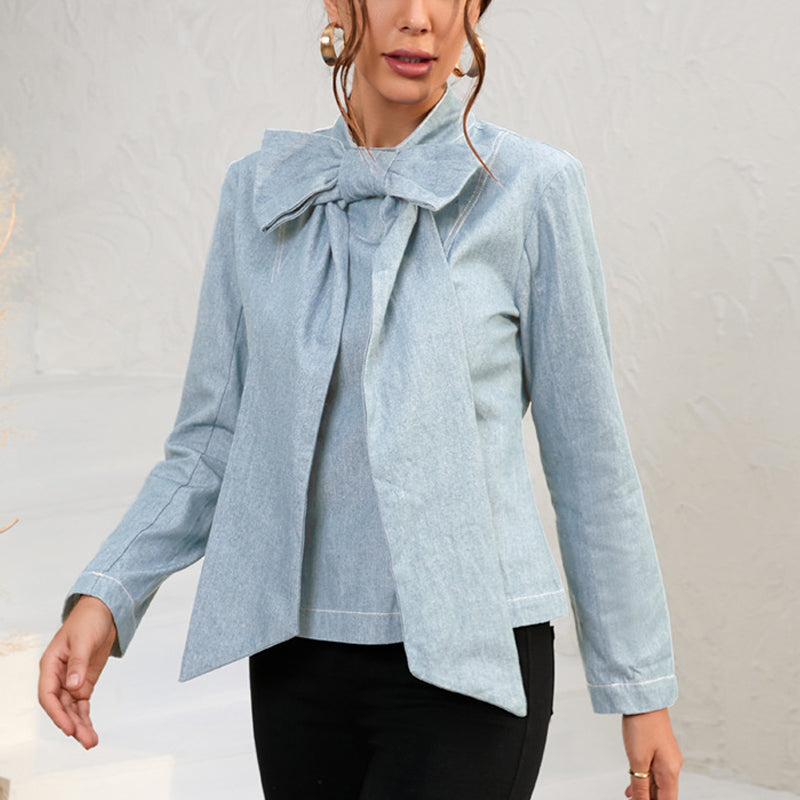 Bow Cropped Denim Jacket