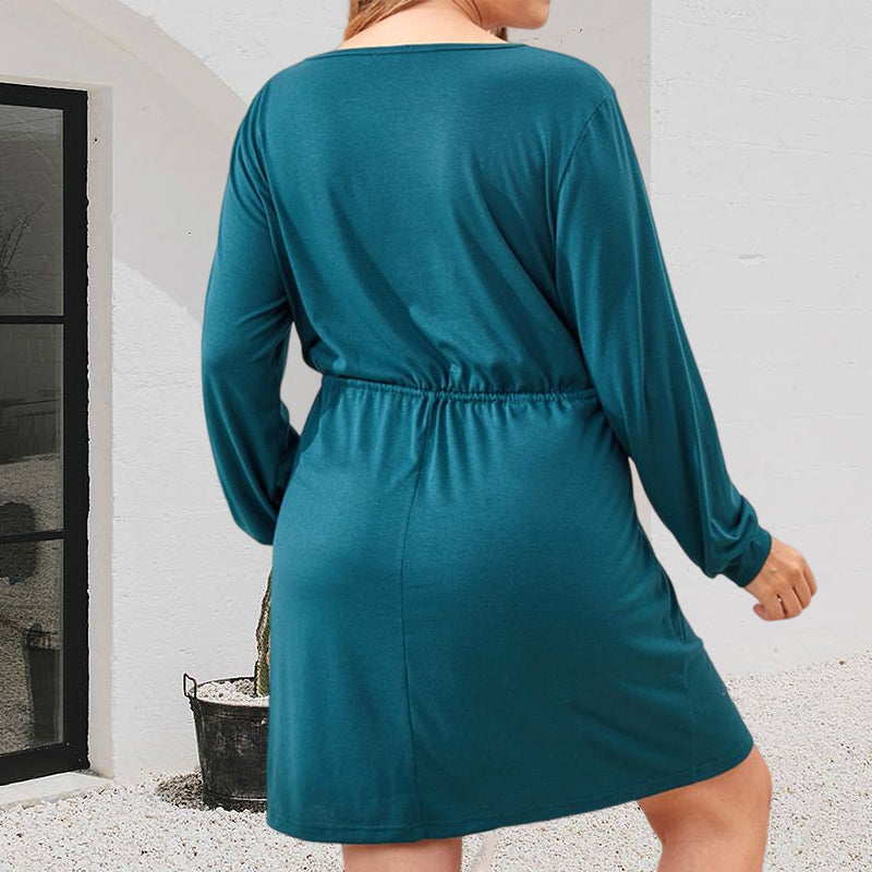 Crew Neck Drawstring Dress