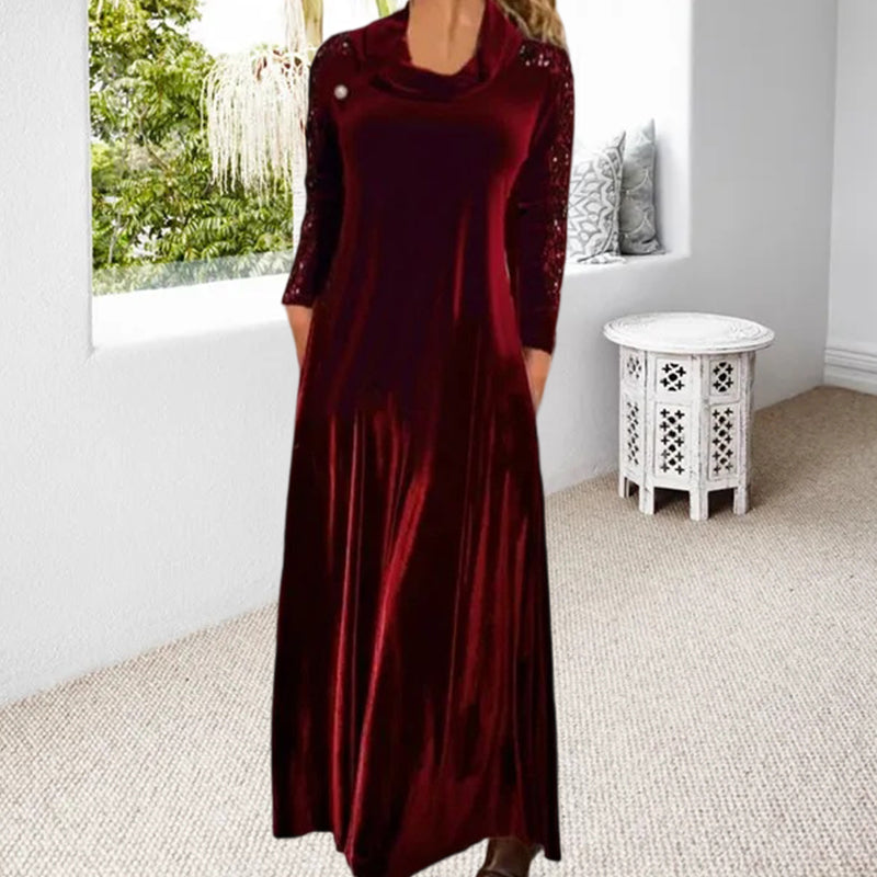 Long Sleeve Velvet Maxi Dress with Sequins