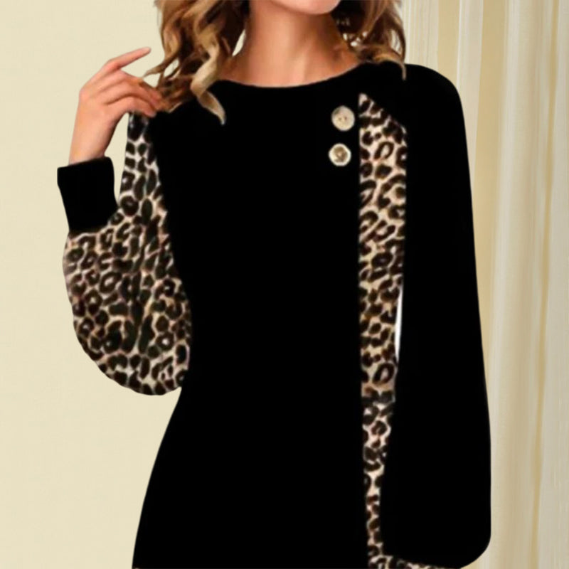 Leopard Print Lantern Sleeve Top