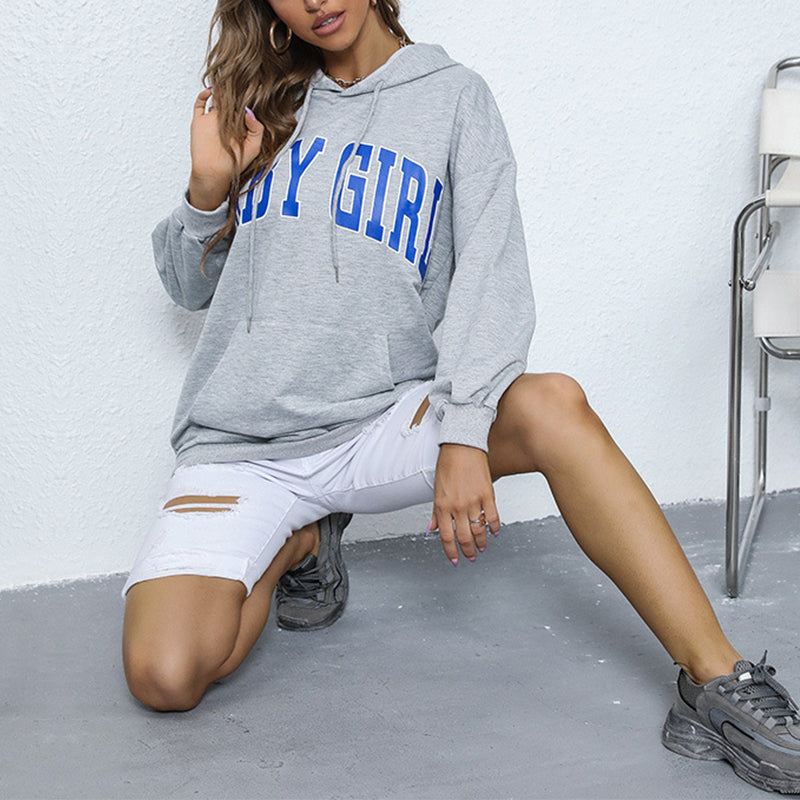 Women's Casual Letter Pullover Sports Hooded