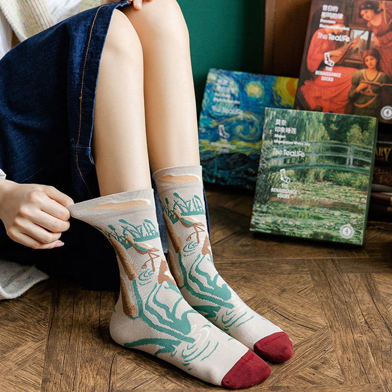 Oil Painting Style Abstract Style Socks