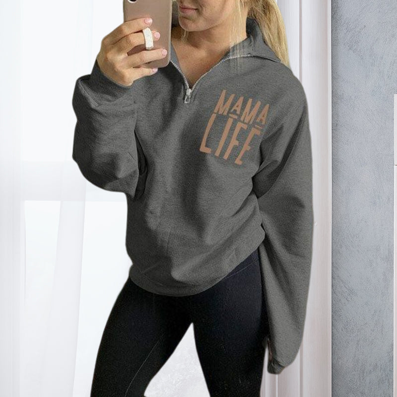 Stylish Letter Print Zip Sweatshirt