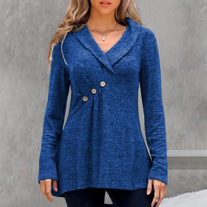 Solid Color Top with Buttons and Long Sleeves