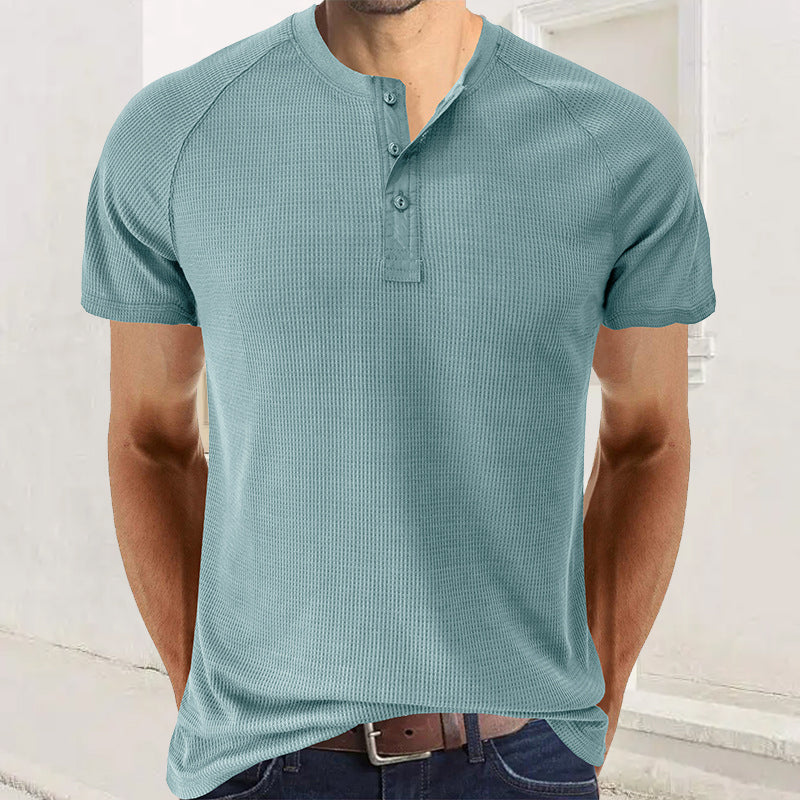 Plain Henley Short Sleeve T-Shirt