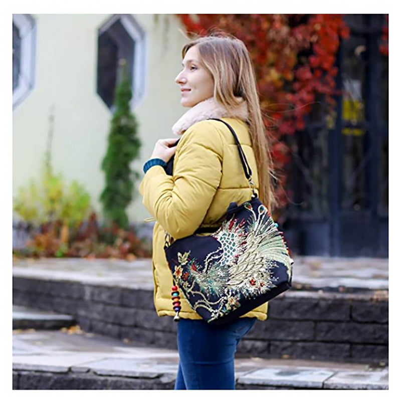 Ladies peacock embroidery bag