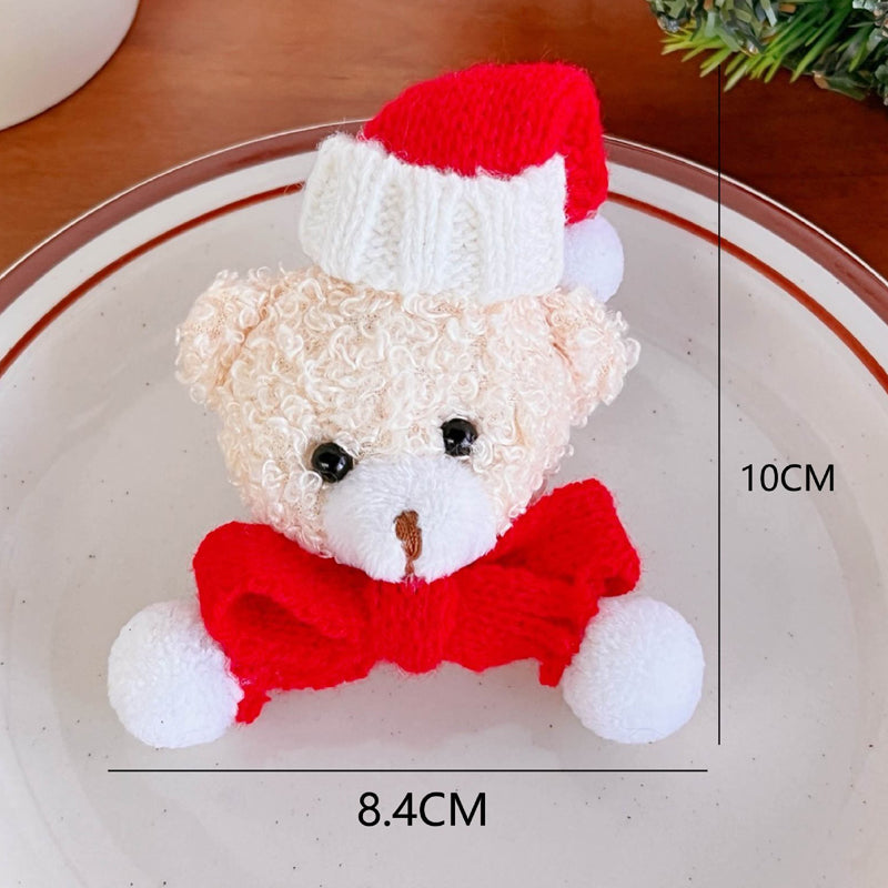 Plush Bear Christmas Brooch