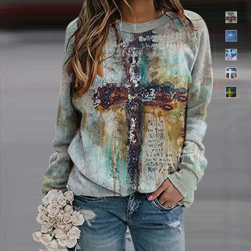 Crucifix Print Sweatshirt