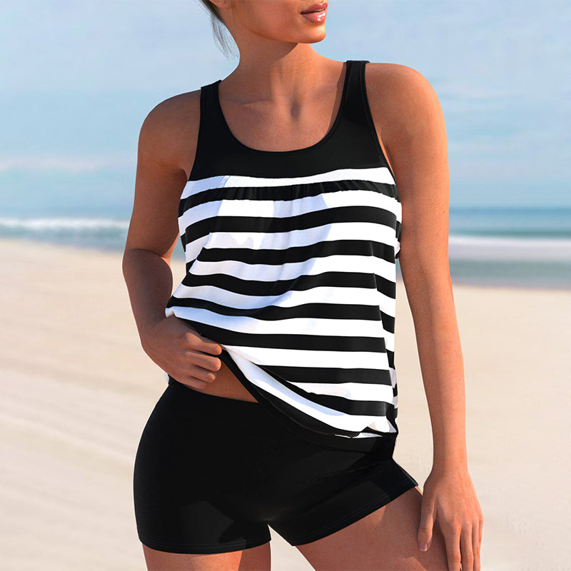 Striped Print Swimsuit