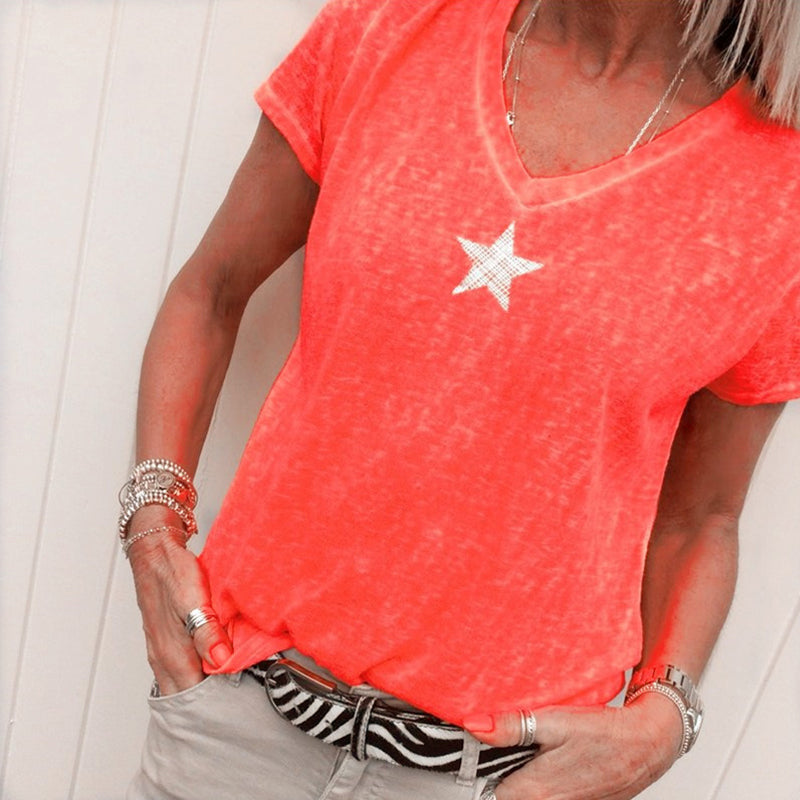 V-neck Pentagram T-shirt