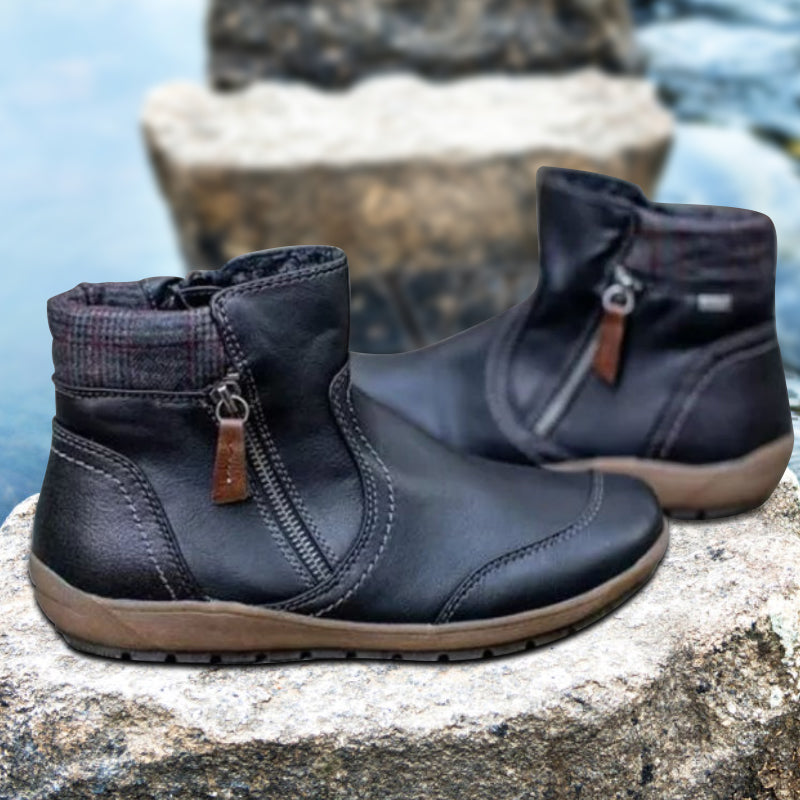 Women's waterproof zip-up boots