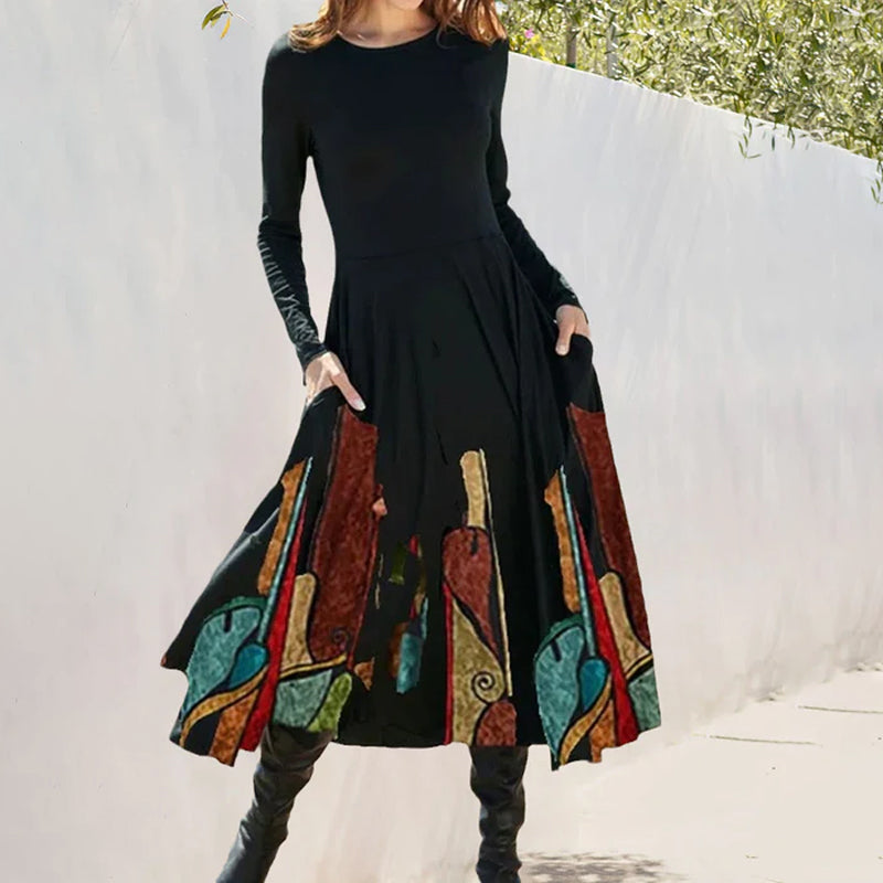 Long Sleeve Printed Dress