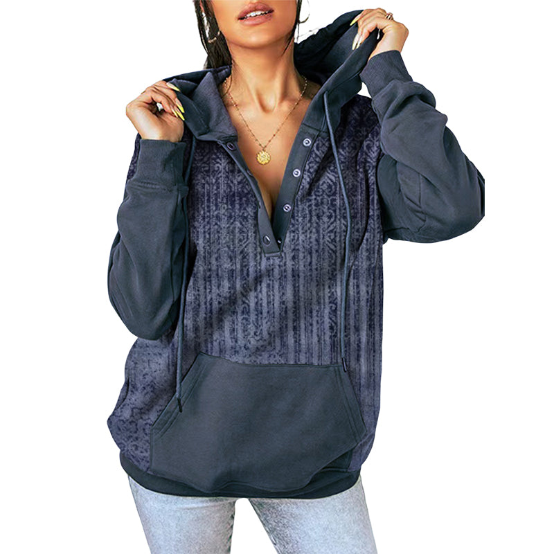 Printed Hooded Colorblock Sweatshirt
