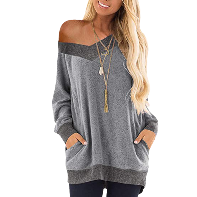 V Neck Contrast Pocket Sweatshirt