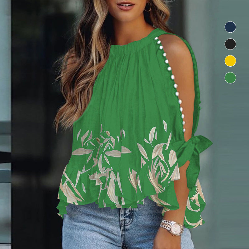 Cold Shoulder Long Split Sleeve Bohemian Top