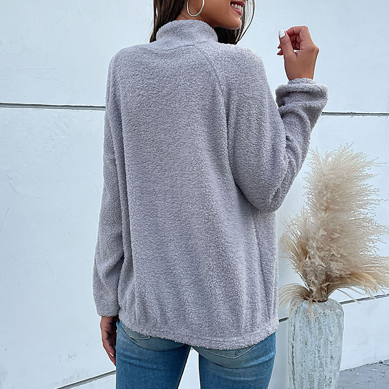 Long Sleeve Half turtleneck Fleece Sweater