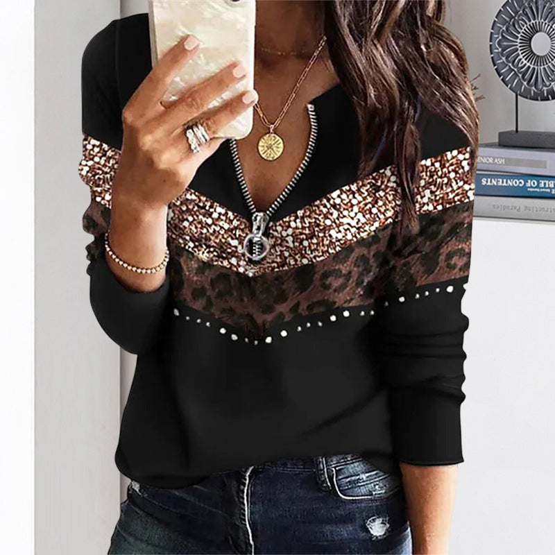 Geometric Abstract Print Zipped Sweatshirt