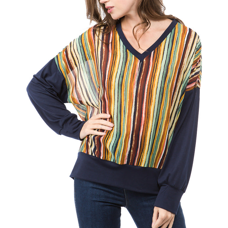 Blue Multicolor Striped T-Shirt